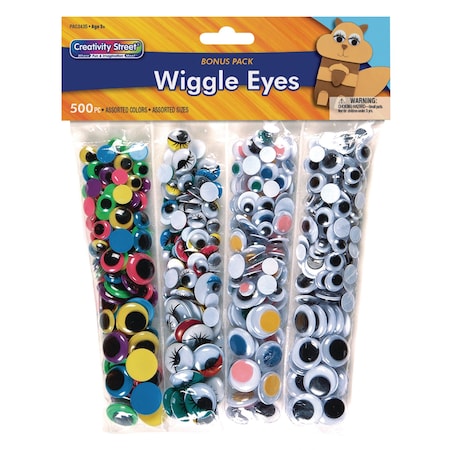 Creativity Street Wiggle Eyes, Assorted Colors + Sizes, PK500 PAC3435